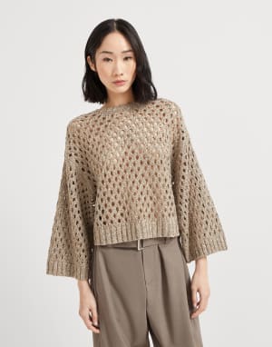 Dazzling Net sweater Warm Beige Woman - Brunello Cucinelli