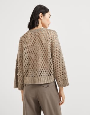 Dazzling Net sweater Warm Beige Woman - Brunello Cucinelli