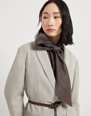 No-fade denim foulard Cocoa Woman - Brunello Cucinelli