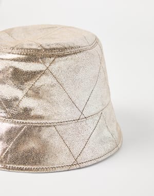 金银饰面纳帕皮渔夫帽 银色 女款 - Brunello Cucinelli
