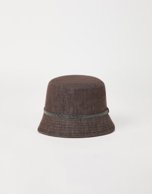 Bucket hat with monili Chocolate Woman - Brunello Cucinelli