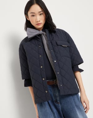 Outerwear with monili Blue Woman - Brunello Cucinelli