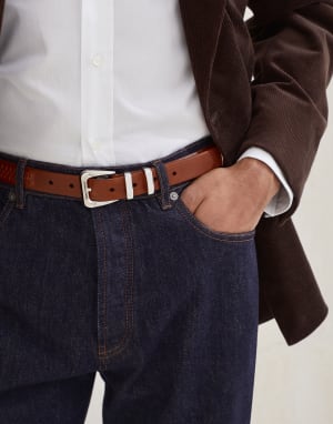 Calfskin belt Tobacco Man - Brunello Cucinelli