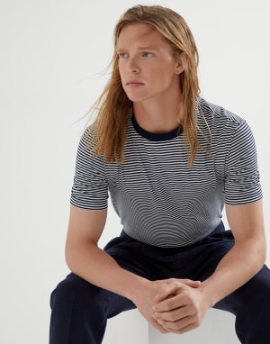 Striped T-shirt Navy Blue Man - Brunello Cucinelli