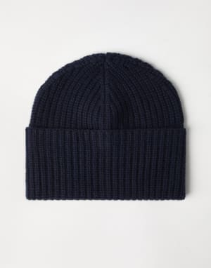 ブルネロクチネリ ニット帽 カシミヤ混 ネップ ネイビー系 メンズ帽子 | Brunello Cucinelli