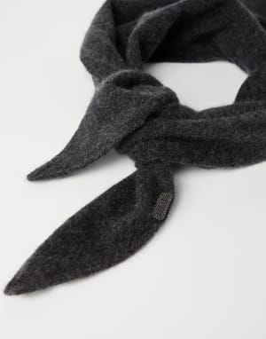Cashmere foulard with monili Anthracite Woman - Brunello Cucinelli