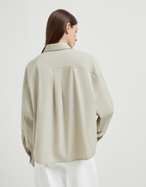 Stretch poplin shirt Cool Beige Woman - Brunello Cucinelli