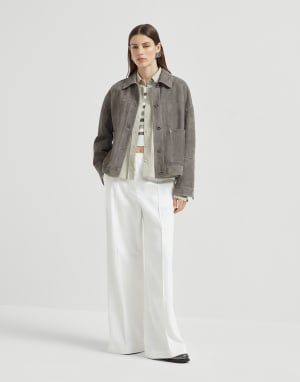 Stretch poplin shirt Cool Beige Woman - Brunello Cucinelli