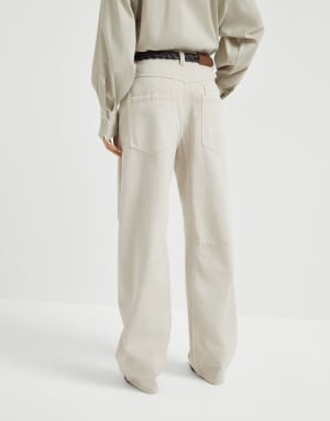 Curved Soft trousers Cool Beige Woman - Brunello Cucinelli