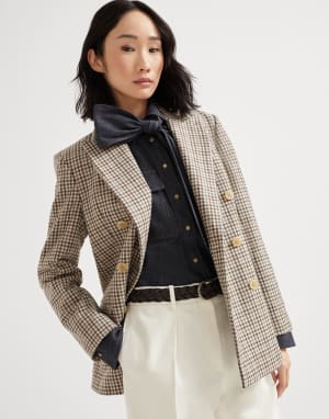 Flannel blazer with monili Multicoloured Woman - Brunello Cucinelli
