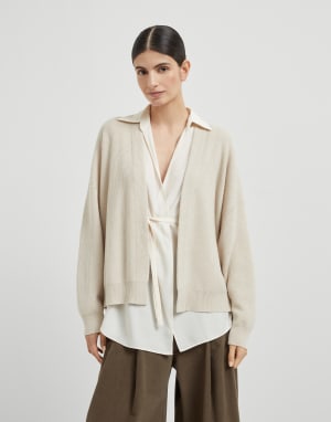 Cárdigan de cachemir con blusa Beige Mujer - Brunello Cucinelli