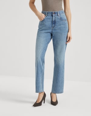 Retro five-pocket trousers Light Denim Woman - Brunello Cucinelli