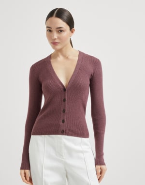 Cashmere cardigan Mauve Woman - Brunello Cucinelli
