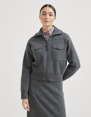 ダブルニット カーディガン ガンメタルグレー レディース - Brunello Cucinelli