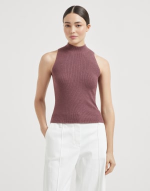 Cashmere knit top Mauve Woman - Brunello Cucinelli