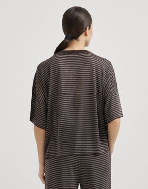 Virgin wool and cashmere T-shirt Cocoa Woman - Brunello Cucinelli