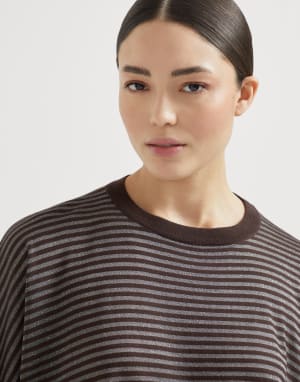 Virgin wool and cashmere T-shirt Cocoa Woman - Brunello Cucinelli