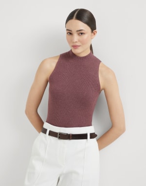 Cashmere knit top Mauve Woman - Brunello Cucinelli