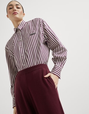 Pantalon en laine vierge, cachemire et soie Amarante Femme - Brunello Cucinelli