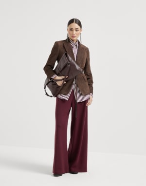 Pantalon en laine vierge, cachemire et soie Amarante Femme - Brunello Cucinelli