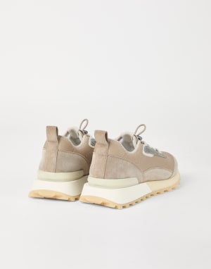 Techno fabric and suede runners Beige Woman - Brunello Cucinelli