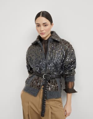 闪耀渐变色刺绣开衫 炮铜灰色 女款 - Brunello Cucinelli