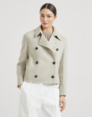 Hand-finished Caban jacket Cool Beige Woman - Brunello Cucinelli