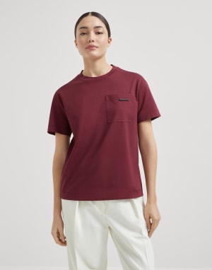Cotton jersey T-shirt Burgundy Woman - Brunello Cucinelli