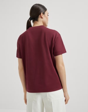 Cotton jersey T-shirt Burgundy Woman - Brunello Cucinelli