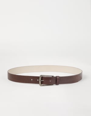 Carved leather belt Cocoa Woman - Brunello Cucinelli