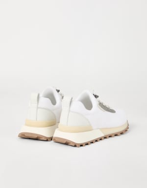 Techno fabric and calfskin runners White Woman - Brunello Cucinelli