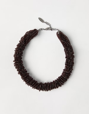 Ожерелье-чокер из стекла и серебра Шоколадный Женщина - Brunello Cucinelli