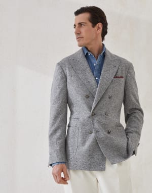 Sakko aus Sharkskin-Gewebe Mittelgrau Herren - Brunello Cucinelli