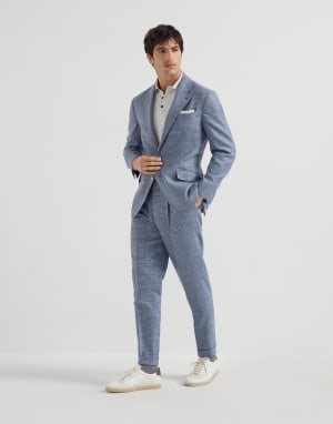 威尔士格纹西装套装 牛仔蓝 男款 - Brunello Cucinelli