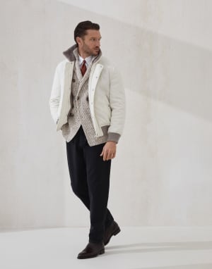 Cardigan with metal buttons Ecru Man - Brunello Cucinelli