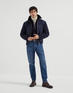 Virgin wool flannel overshirt Blue Man - Brunello Cucinelli