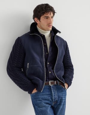 Virgin wool flannel overshirt Blue Man - Brunello Cucinelli