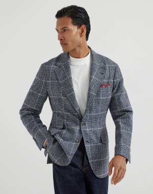 解构设计骑士夹克 牛仔蓝 男款 - Brunello Cucinelli