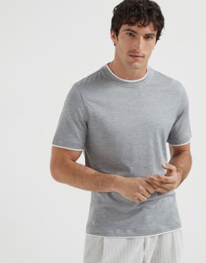 假叠层T恤 灰色 男款 - Brunello Cucinelli