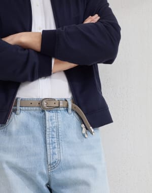 Reversed leather belt Taupe Man - Brunello Cucinelli