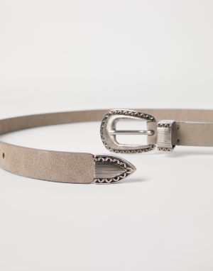Reversed leather belt Taupe Man - Brunello Cucinelli