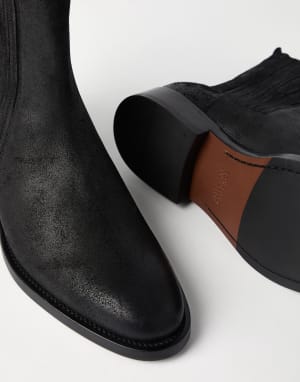 Suede Chelsea boots Black Man - Brunello Cucinelli