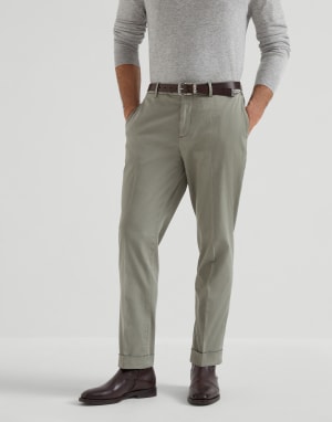 Gabardine garment dyed trousers Khaki Man - Brunello Cucinelli