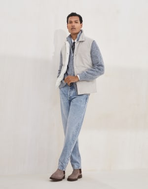 Cárdigan con cremallera Denim Ultraclaro Hombre - Brunello Cucinelli