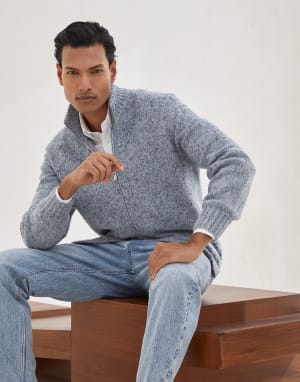 Cárdigan con cremallera Denim Ultraclaro Hombre - Brunello Cucinelli