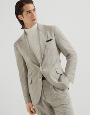 解构设计骑士夹克 盐白色 男款 - Brunello Cucinelli