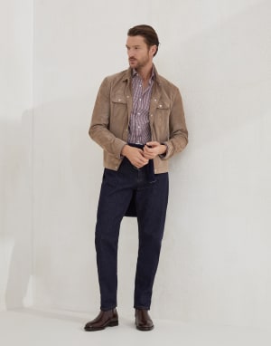 Check shirt Amaranth Man - Brunello Cucinelli