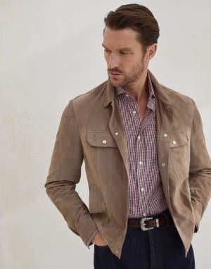 Check shirt Amaranth Man - Brunello Cucinelli