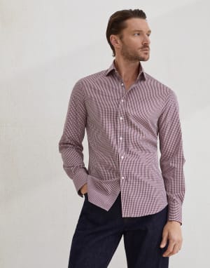 Check shirt Amaranth Man - Brunello Cucinelli