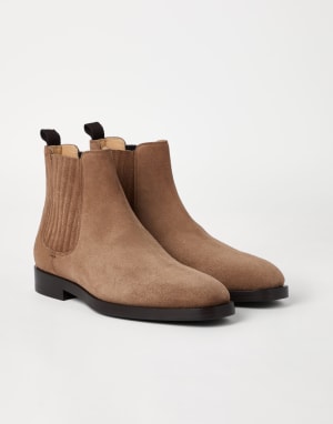 スエード チェルシーブーツ チェスナッツ メンズ - Brunello Cucinelli
